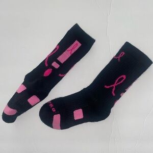 Black and Pink Ribbon‎ Socks